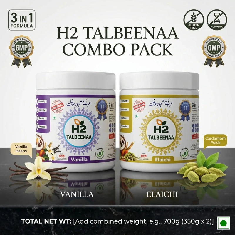 HTWO Talbeena Vanilla + Elaichi Combo (350g x 2) Delight-Combo-Nahfa Store-HTWO Healthcare