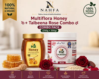 HTWO Multiflora Honey + Talbeena Rose Combo (250g + 350g)
